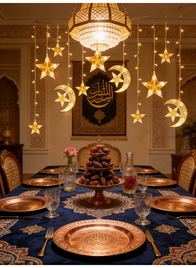 Yoawllty Ramadan Lights, Moon Star Ramadan Decorations, 12 Star-moon Shaped Bulbs Decorations for Home - Image 3